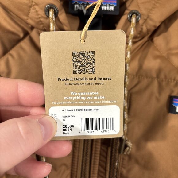 NWT Patagonia Women's XS Diamond Quilted Bomber Hoody Jacket Color Deer Brown - Picture 5 of 10
